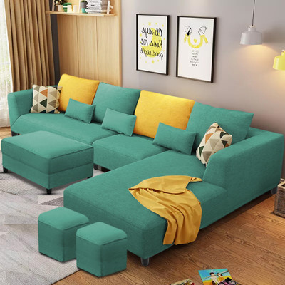 Casaliving Minta Fabric 8 Seater  Sofa(Finish Color - Turquise Grey, Pre-assembled)
