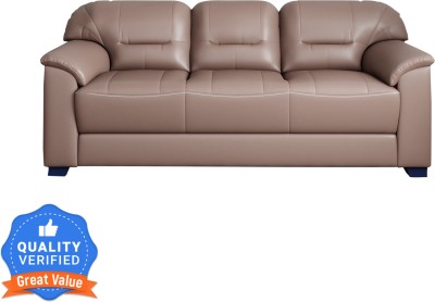 WOODSTYLE Croma Leatherette 3 Seater  Sofa(Finish Color - Tan Brown, Knock Down)