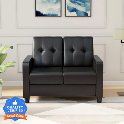 Flipkart Perfect Homes Bruny Leatherette 2 Seater  Sofa(Finish Color - Black, DIY(Do-It-Yourself))