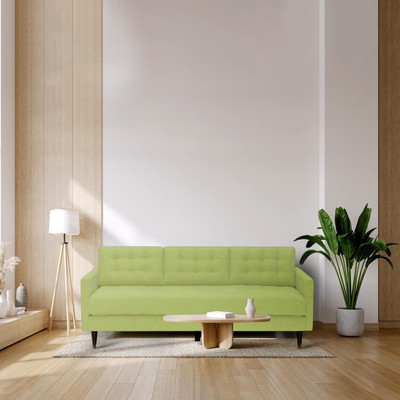 Jeometri Indus Three Seater Sofa For Living Room | Perfect Blend of Elegance & Comfort Fabric 3 Seater  Sofa(Finish Color - Green, DIY(Do-It-Yourself))