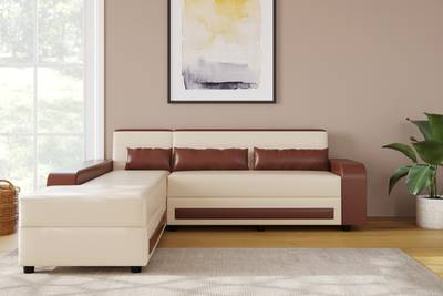 ELTOP Lifestyle Rolex L-Shape Leatherette 6 Seater  Sofa  (Finish Color - White, DIY(Do-It-Yourself))