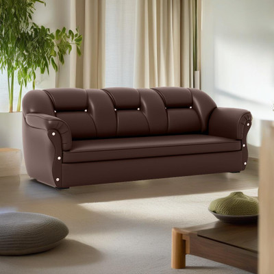 Flipkart Perfect Homes Bella Leatherette 3 Seater  Sofa(Finish Color - Brown, DIY(Do-It-Yourself))
