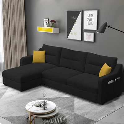 Casaliving Montario Fabric 4 Seater  Sofa(Finish Color - Black, Pre-assembled)