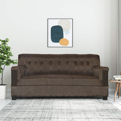 LIVEWELL Premium Quality Jute Fabric 3 Seater Sofa(Finish Color - Brown, DIY(Do-It-Yourself))