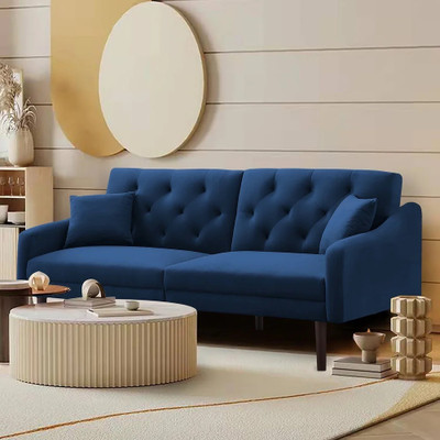 theclevercouch Wise Whisper Fabric 3 Seater  Sofa(Finish Color - Royal Blue, Pre-assembled)