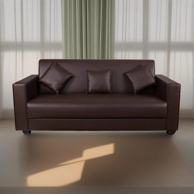 gnanitha Leatherette 3 Seater Sofa(Finish Color - BROWN, Pre-assembled)