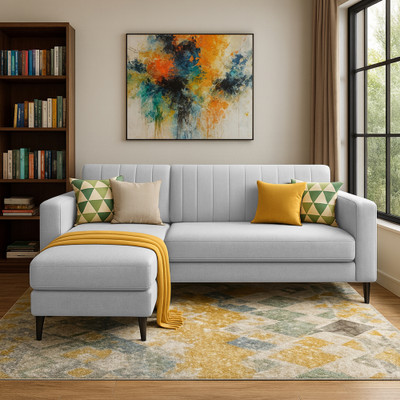 Casaliving Moris LHS Fabric 4 Seater  Sofa(Finish Color - Grey, Pre-assembled)