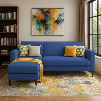 Casaliving Moris LHS Fabric 4 Seater  Sofa(Finish Color - Blue, Pre-assembled)