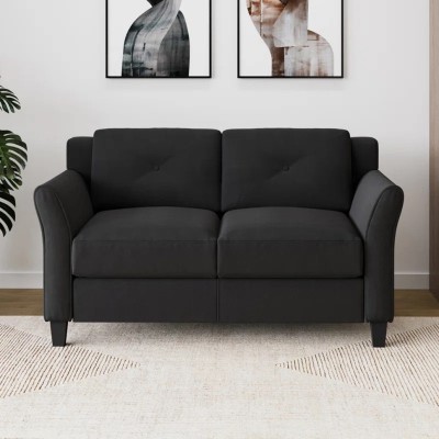 theclevercouch Lour Velvet Fabric 2 Seater  Sofa(Finish Color - Black, DIY(Do-It-Yourself))