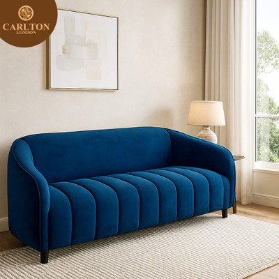 CARLTON LONDON Olivia Sofa for Living Room and Home & Office Fabric Fabric 3 Seater  Sofa(Finish Color - Navy Blue, DIY(Do-It-Yourself))