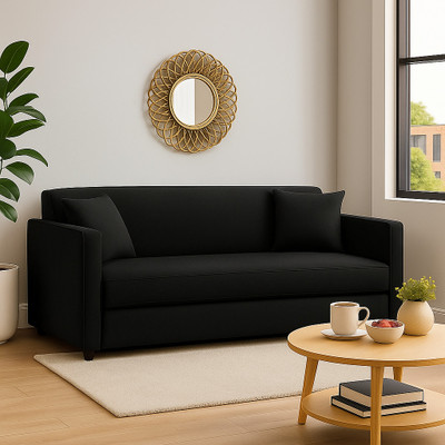 WAKESURE Premium Quality Jute Fabric 3 Seater  Sofa(Finish Color - Black, DIY(Do-It-Yourself))