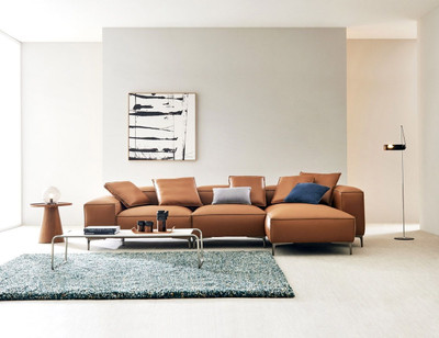 fabrique Leatherette 5 Seater  Sofa(Finish Color - Brown, Pre-assembled)