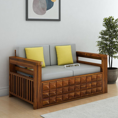 Ganpati Arts Sheesham Wood Diamond with Side Pocket For Living Room /Bed Room Fabric 2 Seater  Sofa(Finish Color - OSLO-Natural, DIY(Do-It-Yourself))