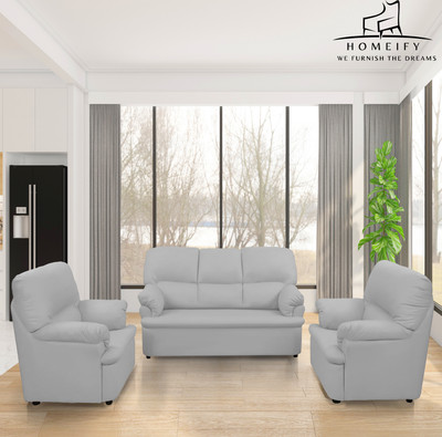 Homeify Noah Ivy Leatherette 3-1-1 Five Seater Sofa Set For Living Room Leather 5 Seater  Sofa(Finish Color - White, DIY(Do-It-Yourself))