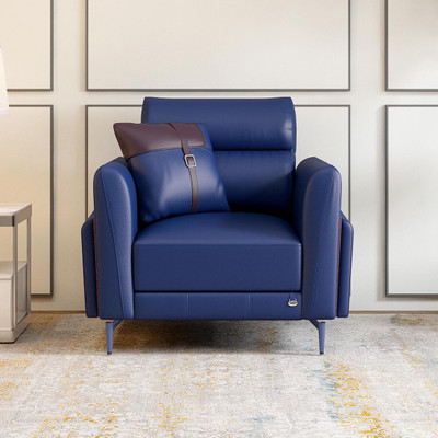 Durian Meagan Leatherette 1 Seater  Sofa(Finish Color - Blue, Knock Down)