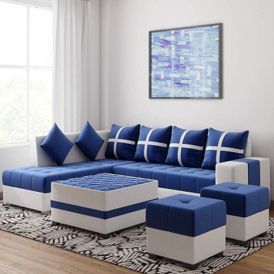 sugandha Premium Quality L Shape LHS Molfino Fabric 8 Seater  Sofa(Finish Color - Blue, DIY(Do-It-Yourself))