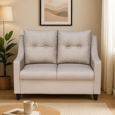 ARRA ALINE Two Seater Cushion Back Sofa Brown Fabric 2 Seater  Sofa(Finish Color - Brown, DIY(Do-It-Yourself))