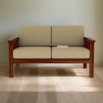 Allie Wood Sheesam Fabric 2 Seater  Sofa(Finish Color - Honey Finish, Irish Cream, DIY(Do-It-Yourself))