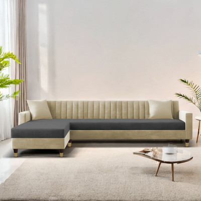 Casaliving Garcia Fabric 6 Seater  Sofa(Finish Color - Cream Black, Pre-assembled)