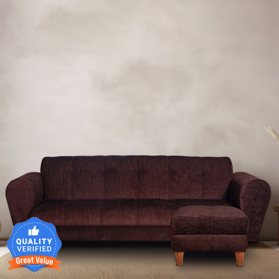 Seventh Heaven Milan 4 Seater Sofa With Ottoman, Chenille Molfino Fabric: 2 Year Warranty Fabric 4 Seater Sofa (Finish Color – Brown, DIY(Do-It-Yourself)) For Rs. 3888 @ 93 %