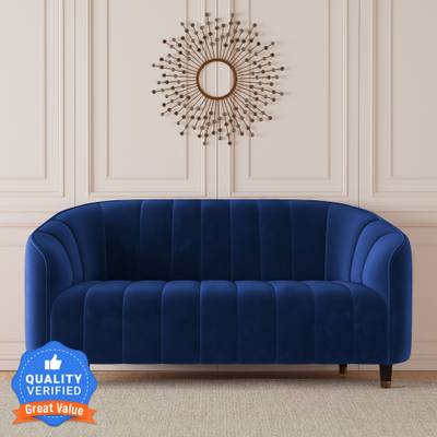 CARLTON LONDON Amelia Two Seater Sofa Blue Fabric 2 Seater  Sofa