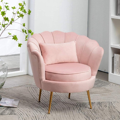 Crosby Sofa sectional fabric in teak wood for your living room, office Pre-assembled Fabric 1 Seater  Sofa(Finish Color - pink, Pre-assembled)