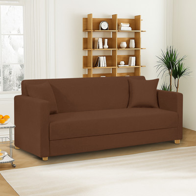 Dr Smith Wooden Sofa Three Seater Fabric 3 Seater  Sofa(Finish Color - Brown, Pre-assembled)