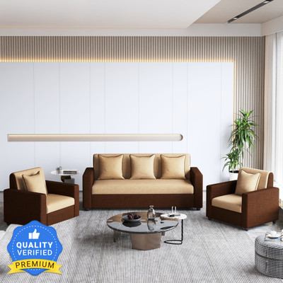 Bharat Lifestyle Tulip311 Fabric 3 + 1 + 1 Sofa Set(Brown, DIY(Do-It-Yourself))