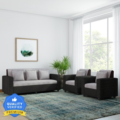 Bharat Lifestyle Tulip Fabric 3 + 1 + 1 Sofa Set(Black, DIY(Do-It-Yourself))