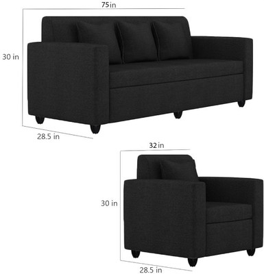 Apostate Morris 3+1 seater Sofa set for Living Room Fabric 3 + 1 Sofa Set(Black, DIY(Do-It-Yourself))
