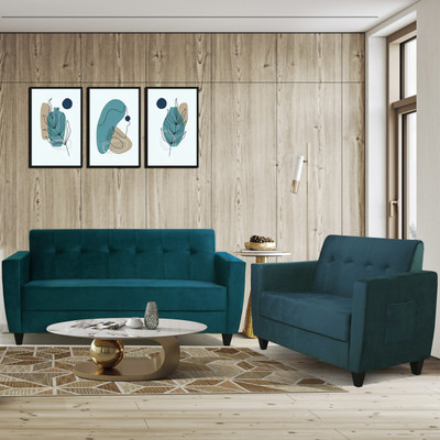 ARRA Remo 5 Seater Sofa Green Fabric 3 + 2 Sofa Set On Flipkart For Rs. 19652 @ 66% off