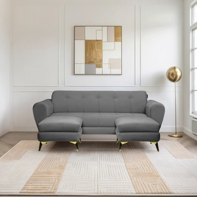 Seventh Heaven Milan Icon 5 Seater Sofa Set , Plush Suede Fabric: Fabric 3 + 1 + 1 Sofa Set(Grey, DIY(Do-It-Yourself))