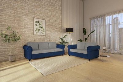 Wakeup India Snugy Pocket Spring Cushion Sofa Set 3+2 Seater N Blue and Light Grey Fabric 3 + 2 Sofa Set(N Blue and Light Grey, DIY(Do-It-Yourself))