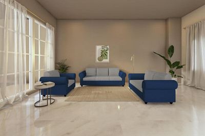 Wakeup India Snugy Pocket Spring Cushion Sofa Set 3+2+1 Seater N Blue and Light Grey Fabric 3 + 2 + 1 Sofa Set(N Blue and Light Grey, DIY(Do-It-Yourself))