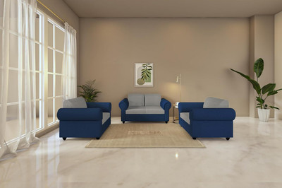 Wakeup India Snugy Pocket Spring Cushion Sofa Set 2+1+1 Seater N Blue and Light Grey Fabric 2 + 1 + 1 Sofa Set(N Blue and Light Grey, DIY(Do-It-Yourself))