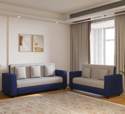 Nest and Nap Emporio Fabric 3 + 2 Sofa Set(Blue Grey, DIY(Do-It-Yourself))