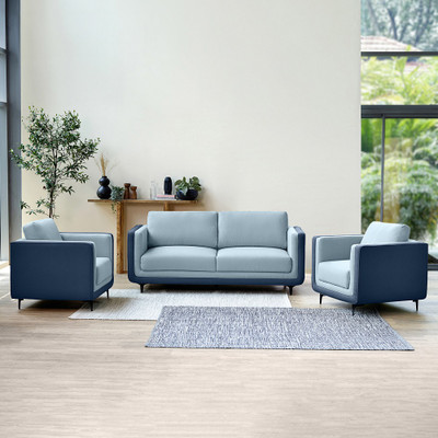 Sleepyhead Mojo Luxury Dual Tone Fabric 3 + 1 + 1 Sofa Set(Funky Blue, DIY(Do-It-Yourself))