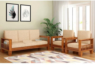 Knite Craft Fabric 3 + 1 + 1 Sofa Set(Natural honey colour, Pre-assembled)