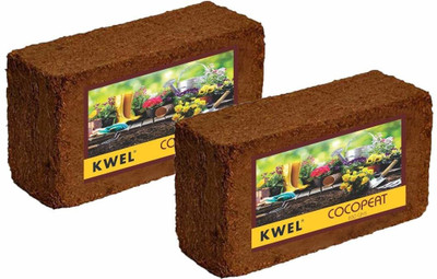 KWEL Cocopeat Block of Coco PEAT Powder (Pack of Two 650grm Blocks) Husk(1.3 kg, Cake)