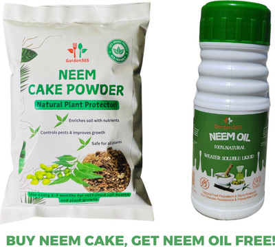 Garden365 Organic Neem/Khali cake powder 450g + Neem oil 50ml for plants combo pack Manure, Potting Mixture, Fertilizer, Soil(500 g, Powder)