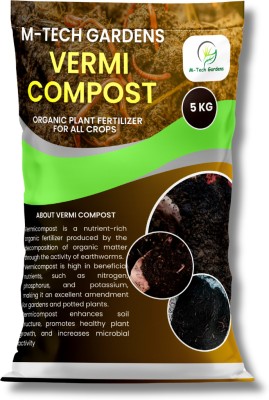 M-Tech Gardens Vermi Compost, 5 KG, Organic Plant Fertilizer for All Crops Manure, Fertilizer(5 kg, Powder)