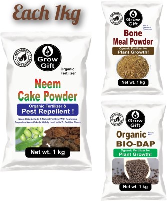 GrowGift (Best combo of bio organic dap, Neem cake powder & Bonemeal powder) Manure, Fertilizer(3 kg, Granules)