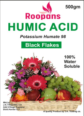 ROOPANS Potassium Humate Suitable for All crop Enhances Root Brix Level and plant Growth Fertilizer(500 g, Granules)