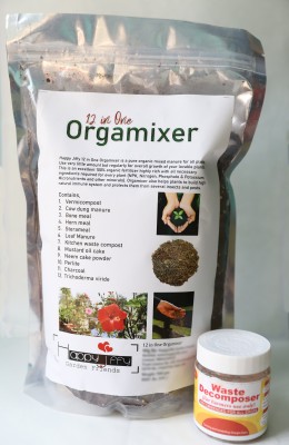 Happy Jiffy Garden Friends Combo of NCOF Certified Waste Decomposer and 12 in One Orgamixer Organic Mixed Fertilizer(300 g, Granules)