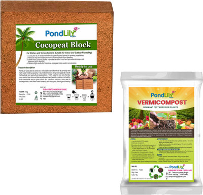 Pondlily Compo Pack | Vermicompost 1Kg | Cocopeat 1Kg |All Type Plants Potting Mixture(2 kg, Cake)