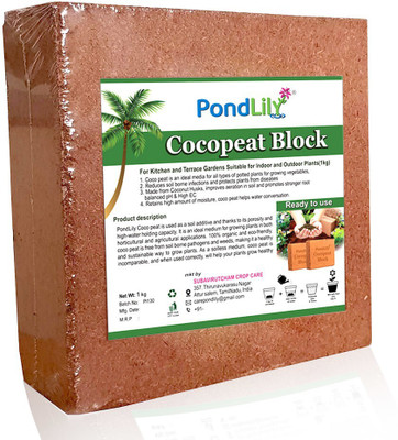 Pondlily COCOPEAT BLOCK For Kitchenand Suitable for Indoor and Outdoor Plants Potting Mixture(1 kg, Cake)