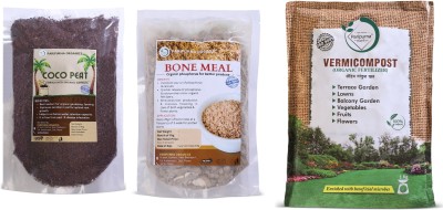 Paripurna Organics Combo Pack of Cocopeat 1Kg Bone meal 1kg Vermicompost 1kg For Home Gardening Fertilizer(2.5 kg, Powder)