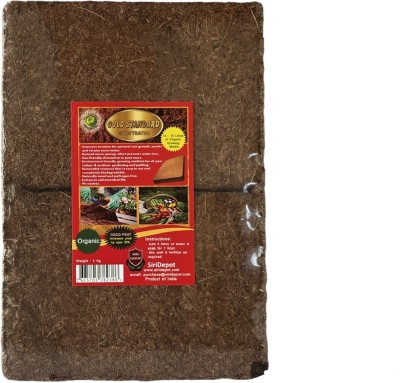 SiriDepot Coconut Coir Coco Peat 1 KG block Compost Cocopeat Fibre Pith Organic Soil brick Low EC Soil Soil(1 kg, Powder)