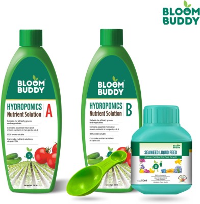 Bloom Buddy Hydroponics AB Nutrient solution + Seaweed Liquid Fertilizer(450 ml, Liquid)