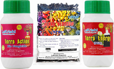 LaKrishi NEEM CAKE/PELLETS + HUMIC OIL + BIO FERTILIZER (500 GRAMS + 2 * 100 ML) Fertilizer(0.8 kg, Liquid)